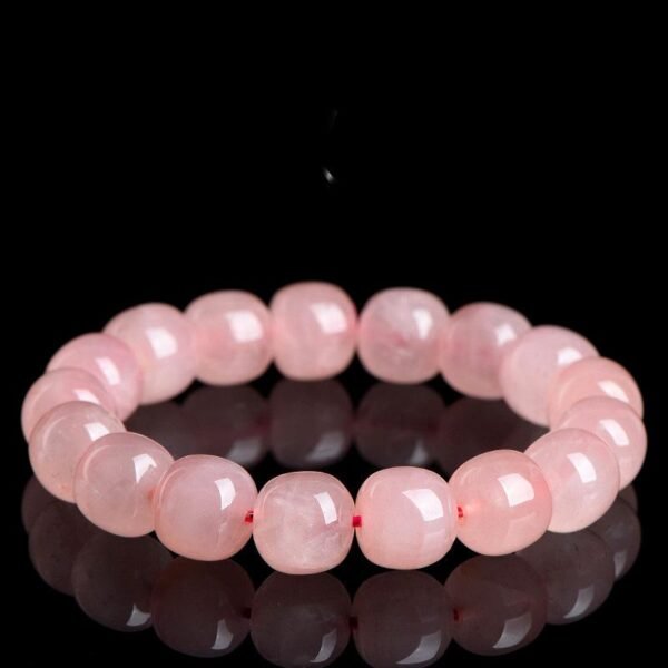Natural sweet pink crystal barrel bead bracelet