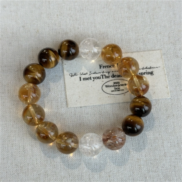 Yellow Tiger's Eye Black Gold Super Seven Bracelet